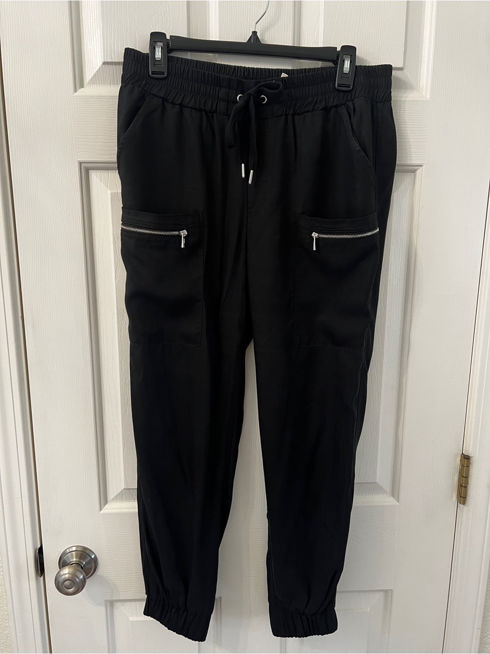 Women’s Black/Silver Zippered Joggers Size S